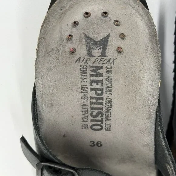 Mephisto Womens Helen Plus Sandal Size 36 US 6 Black Nubuck Leather Thong Slide - Picture 7 of 8